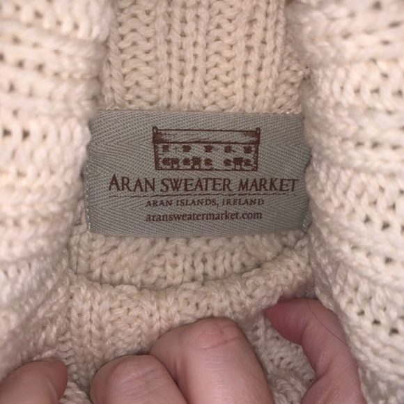 Aran Sweater Market Cream Cable Knit 100% Merino Wool Sweater M - Picture 5 of 13